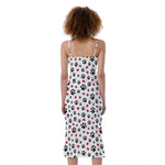 Black Paw And Heart Pattern Print Slim Fit Midi Cami Dress