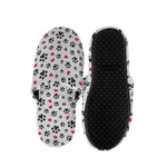 Black Paw And Heart Pattern Print Slippers