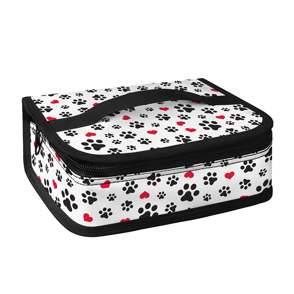 Black Paw And Heart Pattern Print Small Lunch Bag