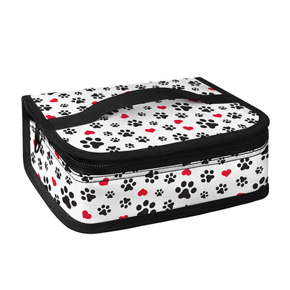 Black Paw And Heart Pattern Print Small Lunch Bag