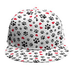 Black Paw And Heart Pattern Print Snapback Cap