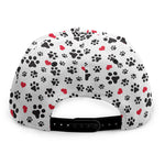 Black Paw And Heart Pattern Print Snapback Cap