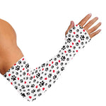Black Paw And Heart Pattern Print Sun Protection Arm Sleeves