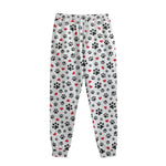 Black Paw And Heart Pattern Print Sweatpants