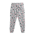 Black Paw And Heart Pattern Print Sweatpants