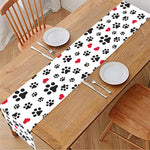 Black Paw And Heart Pattern Print Table Runner