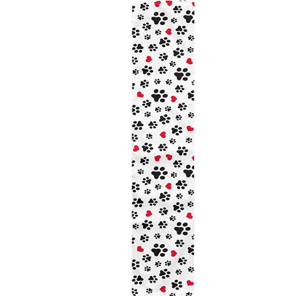 Black Paw And Heart Pattern Print Table Runner