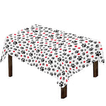Black Paw And Heart Pattern Print Tablecloth