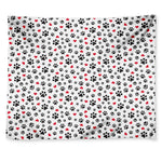 Black Paw And Heart Pattern Print Tapestry