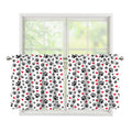 Black Paw And Heart Pattern Print Tier Curtains