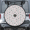 Black Paw And Heart Pattern Print Tire Cover With Camera Hole