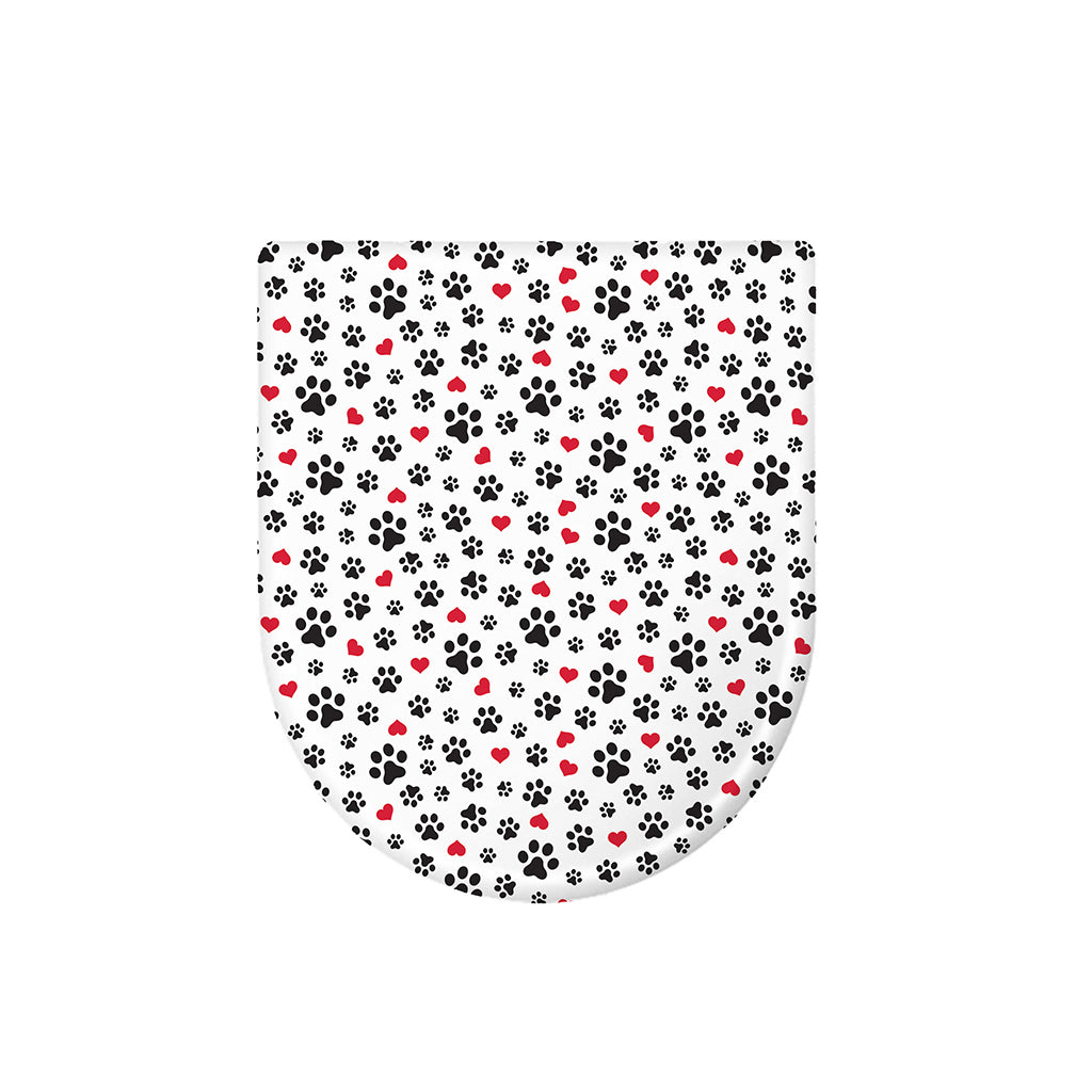 Black Paw And Heart Pattern Print Toilet Lid Cover