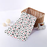 Black Paw And Heart Pattern Print Towel