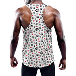 Black Paw And Heart Pattern Print Training Tank Top