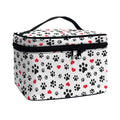 Black Paw And Heart Pattern Print Travel Makeup Bag