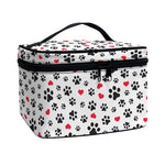 Black Paw And Heart Pattern Print Travel Makeup Bag