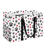 Black Paw And Heart Pattern Print Utility Tote Bag