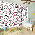 Black Paw And Heart Pattern Print Wall Sticker