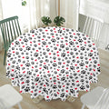 Black Paw And Heart Pattern Print Waterproof Round Tablecloth