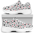 Black Paw And Heart Pattern Print White Chunky Shoes