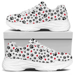 Black Paw And Heart Pattern Print White Chunky Shoes