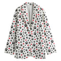 Black Paw And Heart Pattern Print Women's Blazer