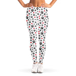 Black Paw And Heart Pattern Print Women's Leggings