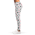 Black Paw And Heart Pattern Print Women's Leggings