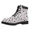 Black Paw And Heart Pattern Print Work Boots