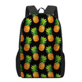 Black Pineapple Pattern Print 17 Inch Backpack