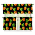 Black Pineapple Pattern Print 3 Piece Kitchen Curtains