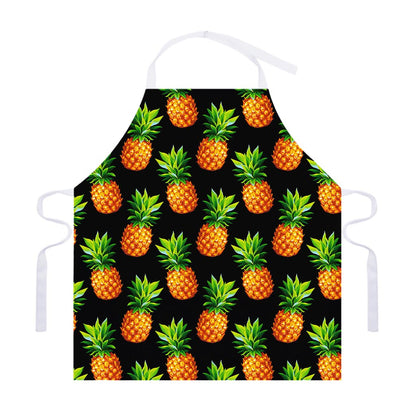 Black Pineapple Pattern Print Adjustable Apron