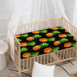Black Pineapple Pattern Print Baby Crib Sheet