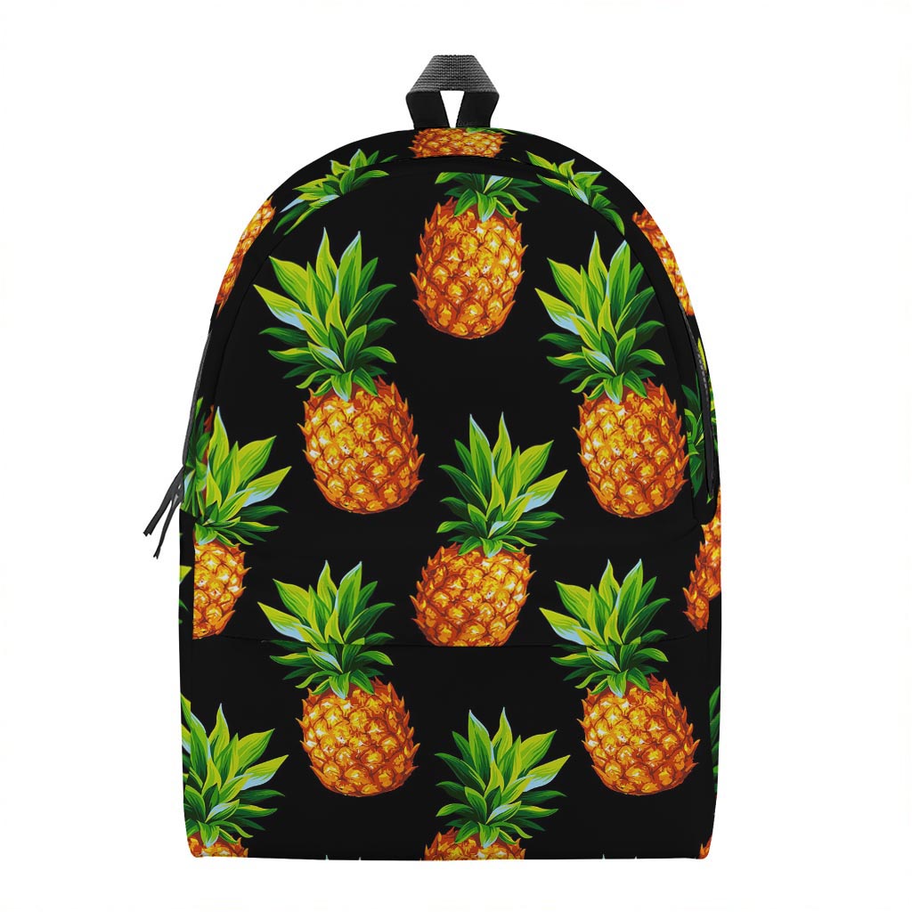 Black Pineapple Pattern Print Backpack