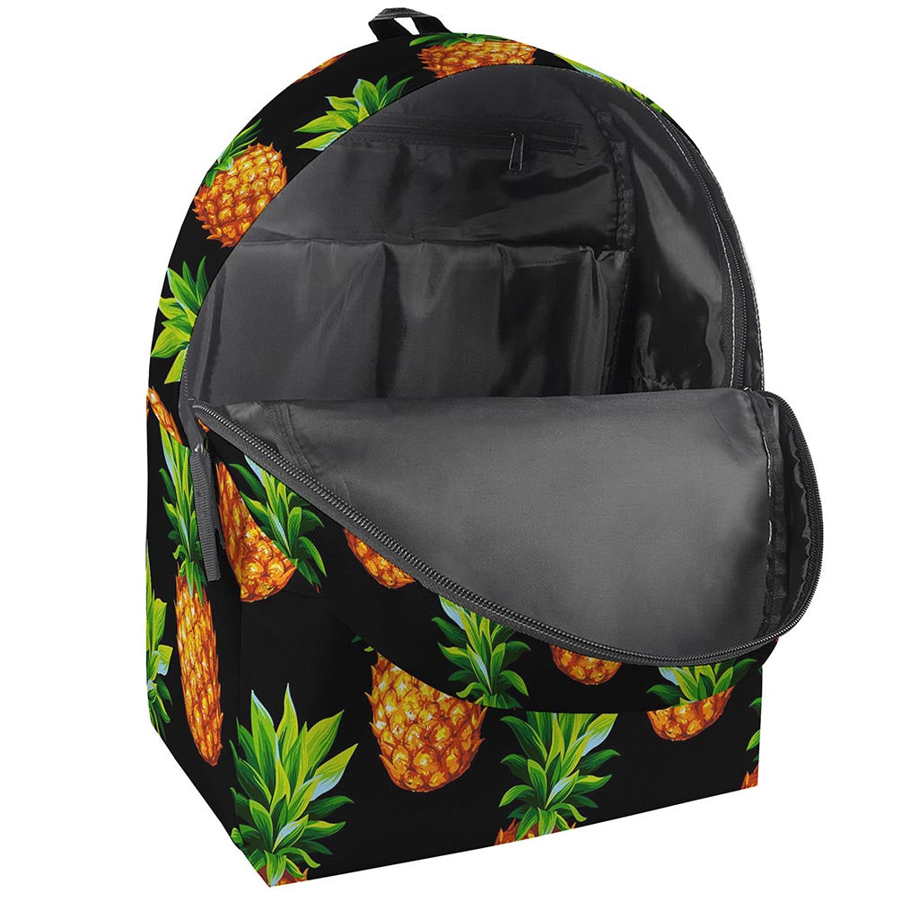 Black Pineapple Pattern Print Backpack