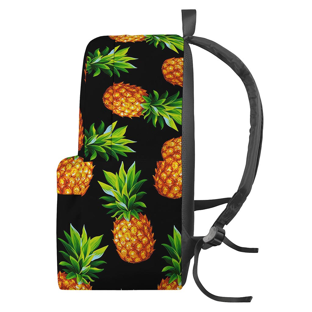 Black Pineapple Pattern Print Backpack
