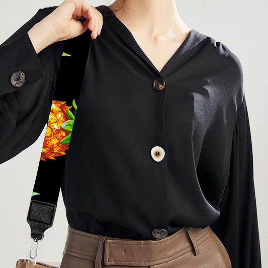 Black Pineapple Pattern Print Bag Strap
