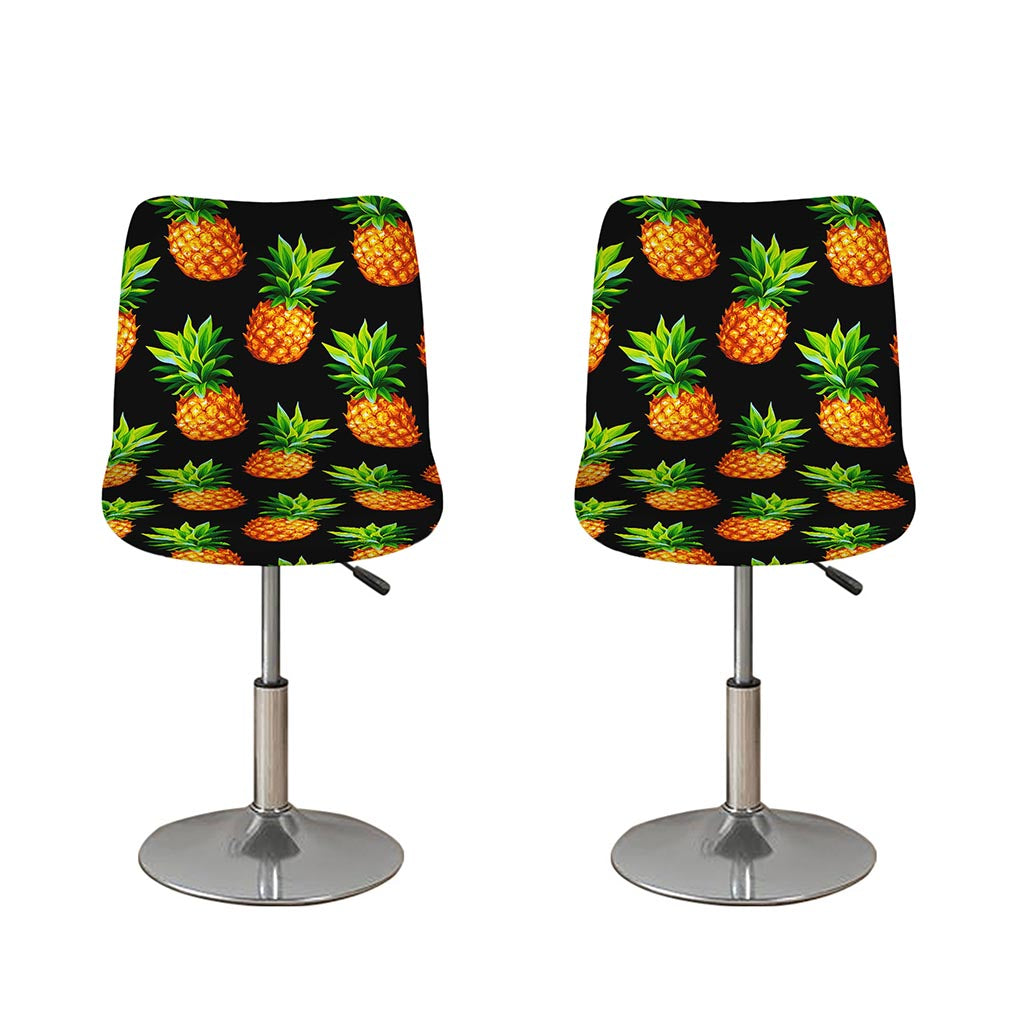 Black Pineapple Pattern Print Bar Stool Covers