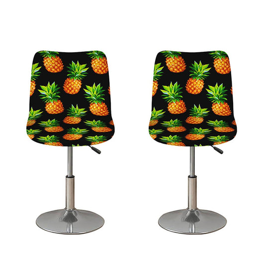 Black Pineapple Pattern Print Bar Stool Covers