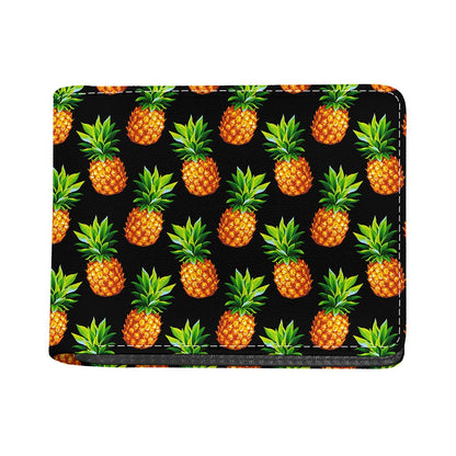 Black Pineapple Pattern Print Bifold Wallet