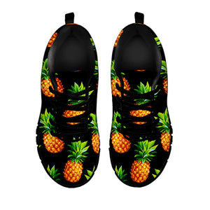 Black Pineapple Pattern Print Black Running Shoes