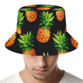 Black Pineapple Pattern Print Bucket Hat
