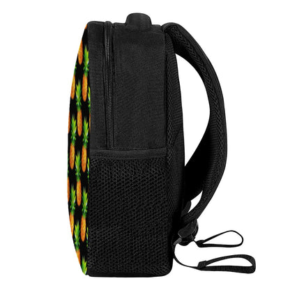 Black Pineapple Pattern Print Casual Backpack
