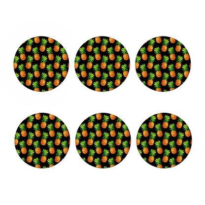 Black Pineapple Pattern Print Coaster Set