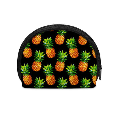 Black Pineapple Pattern Print Coin Purse