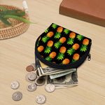 Black Pineapple Pattern Print Coin Purse