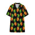 Black Pineapple Pattern Print Cotton Hawaiian Shirt