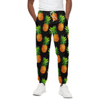 Black Pineapple Pattern Print Cotton Pants