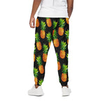 Black Pineapple Pattern Print Cotton Pants