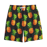 Black Pineapple Pattern Print Cotton Shorts